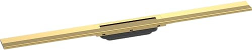 hansgrohe Fertigset Duschrinne RainDrain Flex, Abflussrinne 900mm, Bodenablauf Dusche kürzbar, Polished Gold Optic