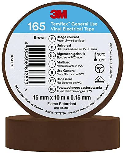 3M Temflex™ 165 165BR1E Isolierband Temflex™ 165 Braun (L x B) 10m x 15mm
