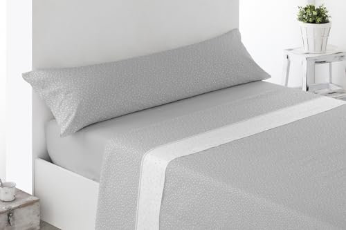 ENERGY COLORS TEXTIL-HOGAR Juego Sábanas 3 Piezas Verano (Noja Gris, Cama 150)