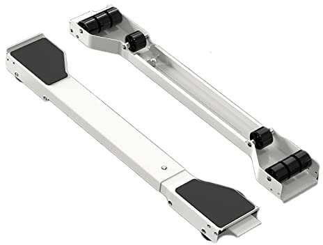 XLHWJCP Waschmaschine Verschiebbarer Sockel, 50-71cm Einziehbare, Podeste & Rahmen für Kühlschrank, Waschmaschinen Untergestell, mit 16 Gummirad, Extra breite Platte, Bärenlast 300kg (White)