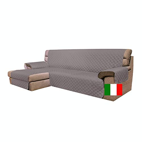 Moonange - 3-Sitzer Sofabezug mit Halbinsel - Sitzfläche 240 cm - Wasserfester Sofabezug - Ecksofabezug - Anti-Rutsch - Anti-Fleck - Reversibel - Kratzfest - Anti-Beschlag - Dunkel Taubengrau