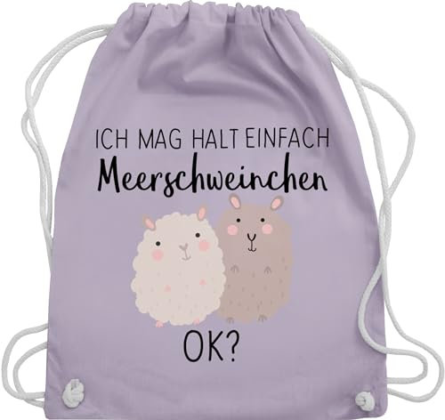 Turnbeutel Rucksack - Tiere Hase & Co. - Ich mag halt einfach Meerschweinchen OK? - Unisize - Pastell Lila - stofftasche mit tiermotiven beutel stoff kordelzug baumwolle tieren kinderrucksack tier