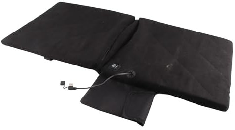 Elektrisch Beheizbares Sitzkissen, Faltbare Sitzheizung für Tribünen mit Rückenstütze für Camping, Angeln, Jagd (Schwarz)
