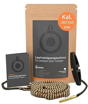 WPW Pistolen Laufreinigungsschnur, Kaliber 7,65 mm Browning, Kaliber .32 ACP, Kaliber 7,65 x 21 mm Luger, Laufreiniger als Waffenreinigungsset & Waffenreinigung für Kurzwaffen & Handfeuerwaffen