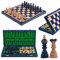 Handgefertigt Schachbrett Holz Klappbar | Master of Chess Schachspiel Holz Blaue | Chess Set 42cm | Klassisches Familienschach - Schachbrett mit Figuren