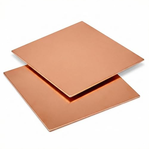 QWORK® 2 Pack 99.9% Pure Copper Metal Sheet Plate, 1mm Thick Processable Copper Plates for DIY Project, Maintenance, Production (150 mm x 150 mm x 0.5 mm)