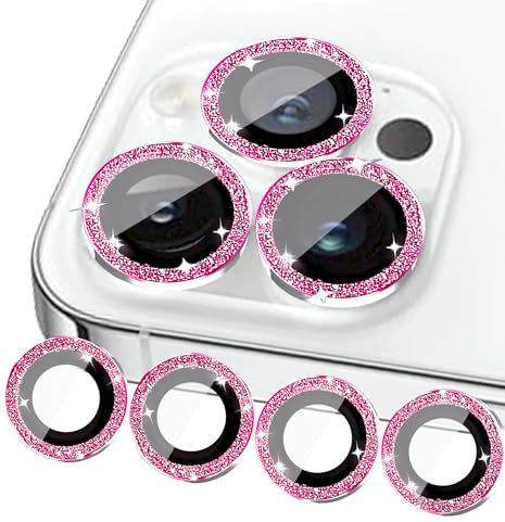 ULITIQ 4 Pezzi Compatibile con iPhone 11/11 Pro/ 11 Pro Max/ 11 Mini protezione fotocamera, iPhone 11 protezione fotocamera in vetro temperato, copertura per fotocamera, Bling glitter, (rosa)