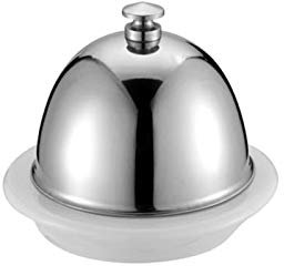 FFNUM Butter Dish Set/Butter Container Ceramic Butter Plate with Stainless Steel Lid, Tableware for Butter, Cheese, Dessert Cheese, Suitable As a Butter Plate Butter Holder and Container
