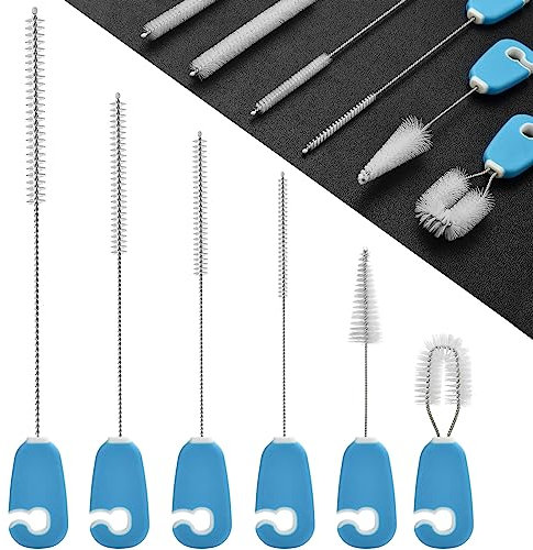 ALINK Strohhalm Reinigungsbürste mit Griff, Good Grips Flaschen-Strohhalm-Reiniger für extra Lange, breite Strohhalme, Babyflaschen, Becher, Rohre, Deckel, 6er-Pack - blau
