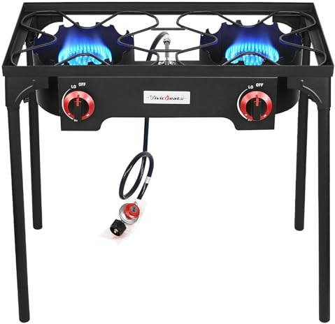 Vivicreate High Pressure Propane Gas Outdoor Camping BBQ Grill Stove Burner Estufas de Gas para Cocinar Afuera Es gas propano Regulator 20 PSIG