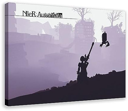 KOURT Game Poster Nier Automata Leinwand Poster Schlafzimmer Dekor Sport Landschaft Büro Zimmer Dekor Geschenkrahmen: 60 x 90 cm
