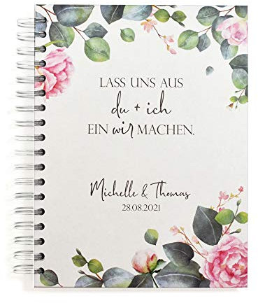 FEENSTAUB Hochzeit planen mit perfekten Hochzeitsplaner Buch 326 Seiten, personalisierbar, inkl. Online Listen, Hochzeitsplanung, Verlobungsgeschenk für beide, Hochzeitsplaner deutsch Rosen