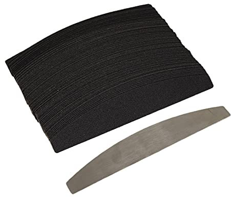 Limes à Ongles Interchangeables 100 Pièces Limes pour Ongles en Gel avec Planche en Acier Inoxydable Jeu de Limes Interchangeables avec Planche Demi-lune en Métal, pour Ongles
