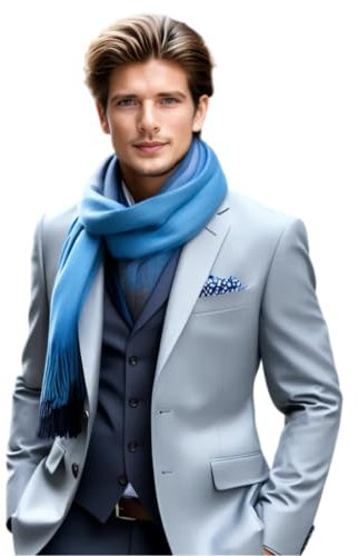 LA FERANI Herrenschal Kaschmir stilvoll dünn Herbst Winter 185x65 elegant für formelle Anlässe Kaschmirschal royal blau stilvoll Halstuch Wollschal Wolle Uni Farbe (Blau)