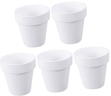 Mipcase Mini Pot de Fleurs en Terre Cuite Lot de 5 10x10cm Céramique Blanche à Utiliser