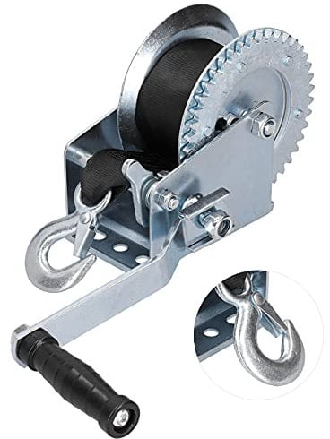 NIZUUONE 1200LBS Boat Trailer Winch with Durable Carbon Steel Frame, Hand Crank Cable Winch for Easy Installation