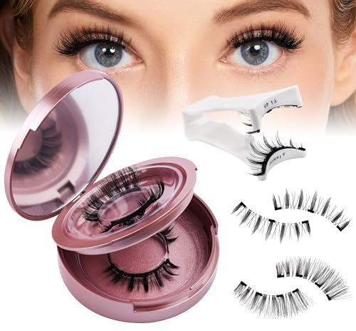 GEMERRY Pestañas Postizas Magnéticas 2 pares de Pestañas Postizas Magnéticas con Aplicador Pestañas Magnéticas Aspecto Natural e Impermeable No Necesita Pegamento (B02)