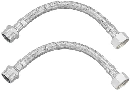 2 pièces de tuyau flexible 3/8 pouce, 2 pièces d'entretoise Tuyau de raccordement tressé en acier inoxydable Tuyau blindé, Rallonge de tuyau flexible pour robinet mitigeur