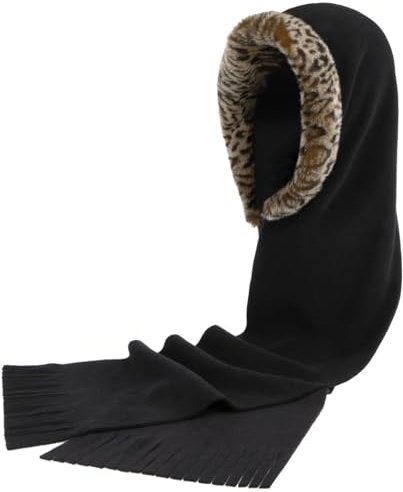 Gebeana Leo Schalhaube Kapuzenschal Winterschal Damenschal Damen - Made in Germany Winter Herbst-Winter - One Size braun-schwarz