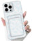 NITITOP Compatible with iPhone 12 Pro Case Clear with Card Holder Cute Flower Floral Leave Pattern for Women Girl Soft TPU Shock-absorbing Wallet Case Protective Phone Cover - Light Blue