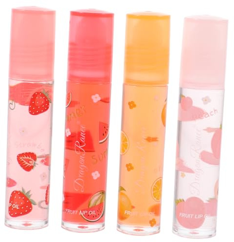 NIYANGLE 4stücke Teiliges Fruchtiger Transparenter Lipgloss Für Lippenpflege Feuchtigkeitsspendende Lip Pomade Für Trockene Und Rissige Lippen Als Für Jeden Anlass