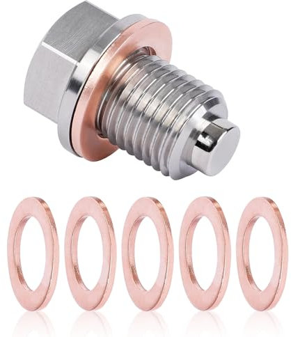 M14 x 1.5 Tappo Olio Motore Magnetico con Rondella Metallica, Tappo Scarico Olio in Acciaio Inox, Tappo Coppa Dell'Olio Motore, Raccordi Automotive Magnetica Universale per Auto, Barche, Moto