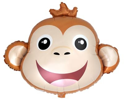 Folienballon in Form eines lachenden Affen, für Partydekoration, Mylar Folie, Orange und Beige