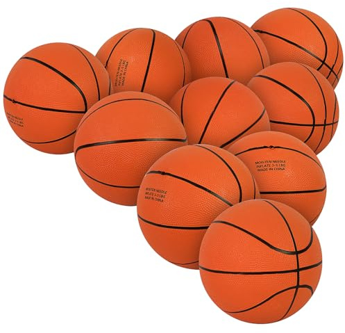 Aoneky Mini-Basketball aus Gummi für drinnen und draußen, mit Pumpe, 1/5/10 Stück, Größe 1/2/3 (10 Stück, Größe 2)
