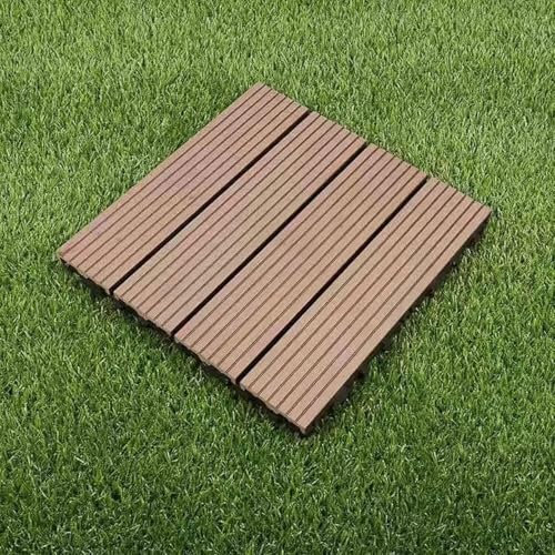 ELzEy Baldosa de Piso entrelazada for Exteriores, baldosa de Madera y plástico, Suelo Interior, balcón, Alfombra Cuadrada, decoración de Patio, 1 Unidad(Light Grey)