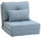 HOMCOM Bodensessel 2-in-1 Klappbett mit Verstellbarer Rückenlehne Bodensofa mit Zierkissen, Bodensitzkissen für Wohnzimmer, Schlafzimmer, Leinen, Himmelblau