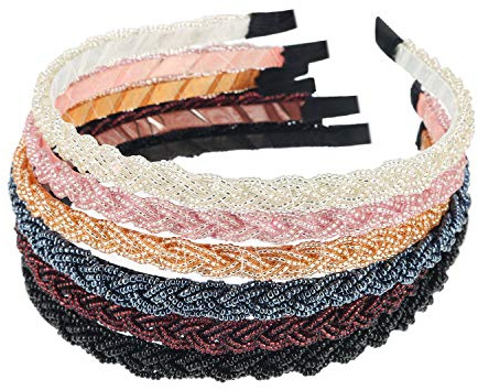 Damen Haarreifen, Perlen Stirnbänder, geflochten Haarband, Modische Stirnbänder, Trachten Haarreif, Für Oktoberfest, Party, Hochzeit, Karneval, Geburtstag, Geschenk (6PCS, A)