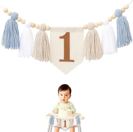 Gxdamxz Deko 1. Geburtstag Junge, Geburtstagsdeko 1 Jahr Hochstuhl Banner für Party & Kinderzimmer