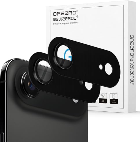 NEWZEROL 2 Pièces Protection Camera pour iPhone Air, Anti-rayures, Ultra-minces, Verre Trempé 9H, Décoration Colorée et Protection D'appareil Photo pour iPhone 17 Air - Noir