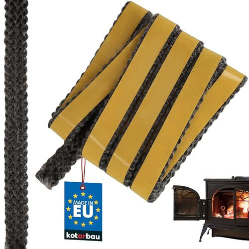 KOTARBAU® Kamin Dichtband Selbstklebend - 20 x 5 mm - Glasfaser Dichtungsband für Kaminofen - 2,5 m - Kamindichtung - Ofendichtband - Hitzebeständig - Schwarz