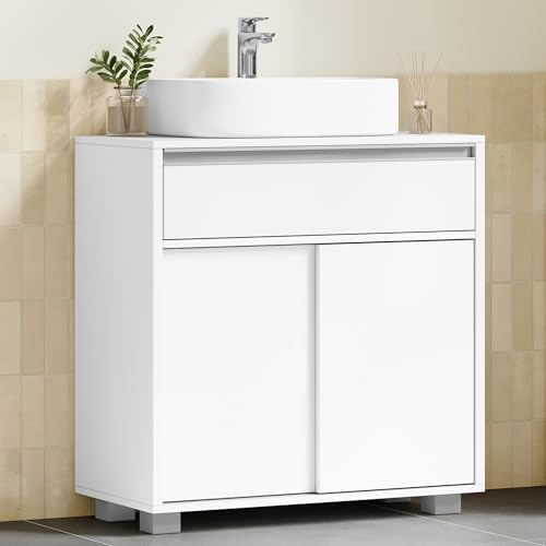 HEXCELEN Waschbeckenunterschrank, Badezimmerschrank, 30 x 60 x 63 cm Weiß
