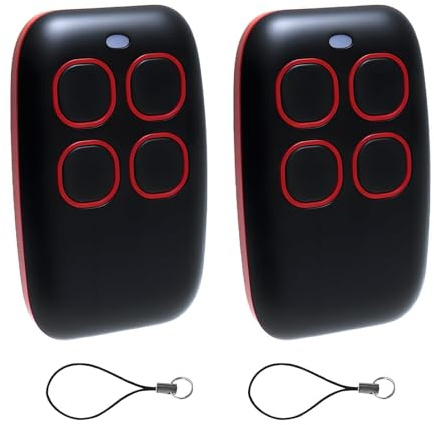 Mando a distancia universal para puerta de garaje 433 MHz, 4 en 1, código rodante y código fijo, compatible con más de 90 marcas, abridor de puerta de garaje universal 433 MHz, rojo (2 unidades)