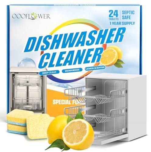 OOOFLOWER Dishwasher Cleaner Tablets for 1 Year Supply 24 Count