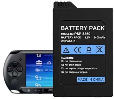 6500mAh Akku für PSP 2000/3000, 3.6V Hohe Kapazität Batterie Li-Ion Ersatzakku für Sony PSP-S110, PSP-2001, PSP-3000, PSP-3004, PSP-3001, PSP-3002, PSP Slim & Lite Konsole