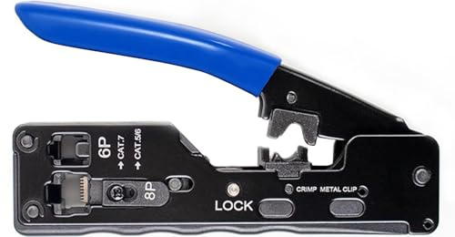 Yavinane Netzwerk Werkzeug Set, Pass Through RJ45 Crimpzange für Cat5/Cat6/Cat7 mit 20x RJ45 Stecker, Netzwerktester, LSA Auflegewerkzeug, Abisolierzange und Reparaturkit (1PCS)