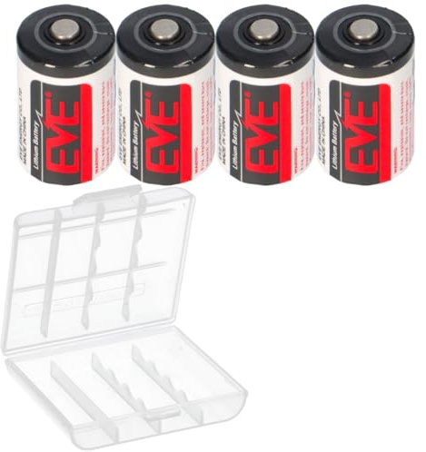 ER14250 3,6V Lithium Batterie 1/2 AA, 1200mAh, 4er Box, LiSOCl2, geringe Selbstentladung, Primärzelle Nicht wiederaufladbar, kompatibel zu LS14250, für Messgeräte, Zähler, Alarm, Industrie