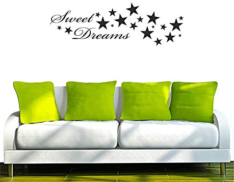 INDIGOS UG - Wandtattoo Wohnzimmer - Wandaufkleber Sweet Dreams Spruch 96x31cm, schwarz w187 - Aufkleber Kinderzimmer Schlafzimmer Küche Badezimmer Büro Dekoration