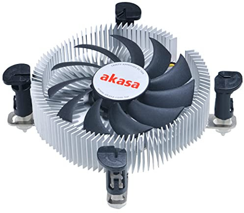 Akasa Aluminium Intel Mini-ITX cooler | TDP 35W | 26mm Low Profile CPU Cooler | 74mm PWM Fan | Heatsink with Aluminium Core | Twin Ball Bearing | For Intel LGA775, LGA115x, LGA1200 | AK-CC7122BP01