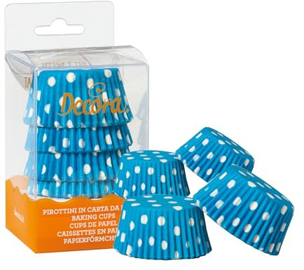 Decora 0339672 Pirottini, Carta da Forno, Pois Azzurro, 75 unità