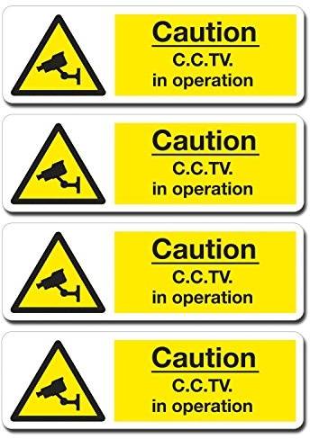 4 x 140 mm glänzende Vinyl-Aufkleber – CCTV In Operation Bus Taxi Van Fenster #0214 (selbstklebend)