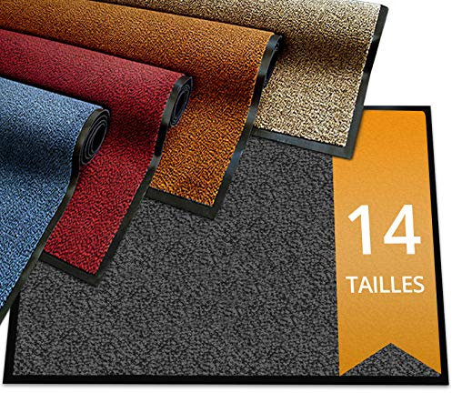 etm - Tapis d'entrée Premium - Tapis Antidérapant Absorbant Lavable - Paillasson d'entrée antisalissure pour Exterieur Interieur - Elimine Les saletés - Tapis de propreté (Sky Anthracite 60x90 cm)