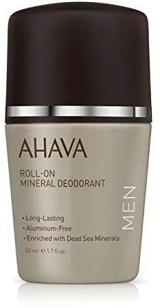 AHAVA Men's Magnesium Rich Roll-On Mineral Deodorant - Reduces Sweat & Odors, Maintains Underarms Dry, Suitable for Sensitive Skin, with Exclusive Osmoter, Bergamot Fruit & Olive Plant, 1.7 Fl Oz