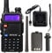 Retevis RT5R Walkie Talkie, Walkie Talkie Doble Banda USB Recargable, 128 Canales, Radio FM, Linterna LED, Emergencia 2m/70cm Profesional Walkie para Caza, Radio Amateur (Negro, 1 Pieza)
