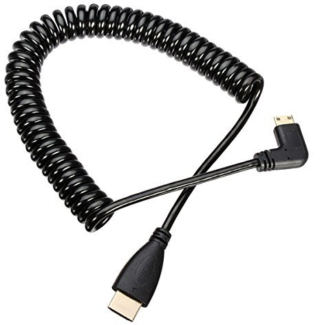 CY Adapterkabel um 90 Grad nach links gewinkelter Mini-HDMI-Stecker auf HDMI-Stecker, flexibles Kabel, 1,2 m