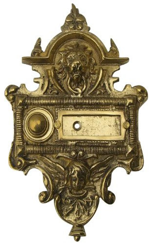 Gründerzeit / Jugendstil Klingel Löwe Messing poliert #K16-M