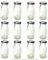 Unowall Set of 12 Classic Mini Glass Milk Bottles with Silver lids - Funky, retro design - Great for Weddings, BBQ, Parties. 200ml